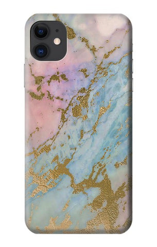 iPhone 11 Hard Case Rose Gold Blue Pastel Marble Graphic Printed