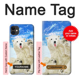 iPhone 11 Hard Case Arctic Polar Bear in Love with Seal Paint with custom name
