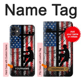 iPhone 11 Hard Case Electrician Lineman American Flag with custom name