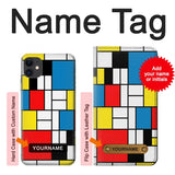 iPhone 11 Hard Case Piet Mondrian Line Art Composition with custom name