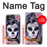 iPhone 11 Hard Case Sugar Skull Steam Punk Girl Gothic with custom name