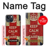 iPhone 13 Hard Case Keep Calm and Carry On with custom name