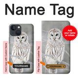 iPhone 13 Hard Case Snowy Owl White Owl with custom name
