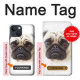 iPhone 13 Hard Case Pug Dog with custom name