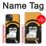 iPhone 13 Hard Case Funny Monkey with Headphone Pop Music with custom name