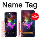 iPhone 13 Hard Case Rainbow Unicorn Nebula Space with custom name