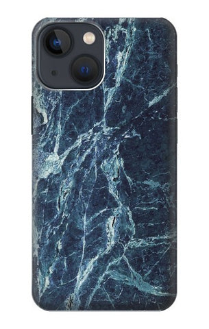 iPhone 13 Hard Case Light Blue Marble Stone Texture Printed