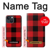 iPhone 13 Hard Case Red Buffalo Check Pattern with custom name