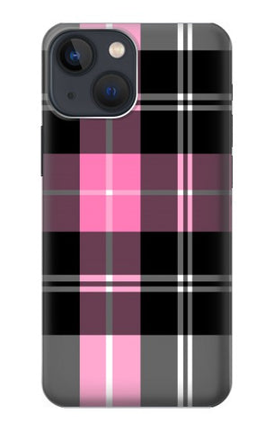 iPhone 13 Hard Case Pink Plaid Pattern