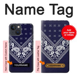 iPhone 13 Hard Case Navy Blue Bandana Pattern with custom name
