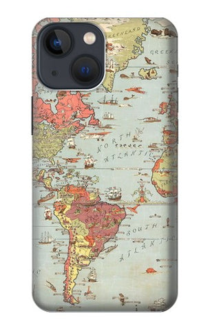 iPhone 13 Hard Case Vintage World Map