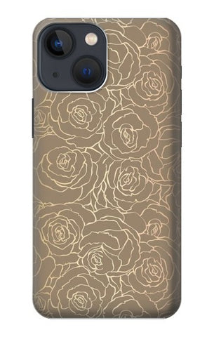 iPhone 13 Hard Case Gold Rose Pattern