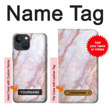 iPhone 13 Hard Case Soft Pink Marble Graphic Print with custom name