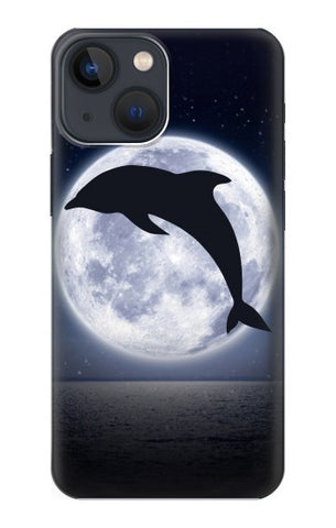 iPhone 13 Hard Case Dolphin Moon Night