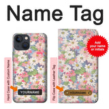 iPhone 13 Hard Case Floral Flower Art Pattern with custom name