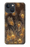 iPhone 13 Hard Case Gold Peacock Feather