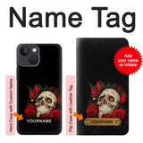 iPhone 13 Hard Case Dark Gothic Goth Skull Roses with custom name