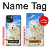 iPhone 13 Hard Case Arctic Polar Bear in Love with Seal Paint with custom name