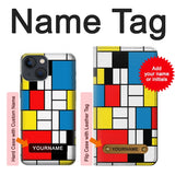 iPhone 13 Hard Case Piet Mondrian Line Art Composition with custom name