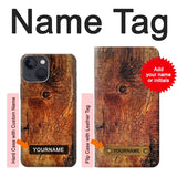 Apple iPhone 14 Hard Case Wood Skin Graphic with custom name