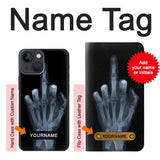 Apple iPhone 14 Hard Case X-ray Hand Middle Finger with custom name