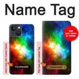 Apple iPhone 14 Hard Case Colorful Rainbow Space Galaxy with custom name