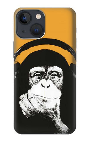 Apple iPhone 14 Hard Case Funny Monkey with Headphone Pop Music