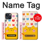 Apple iPhone 14 Hard Case Cute Cat Pattern with custom name