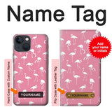 Apple iPhone 14 Hard Case Pink Flamingo Pattern with custom name