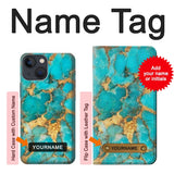 Apple iPhone 14 Hard Case Aqua Turquoise Stone with custom name