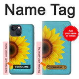 Apple iPhone 14 Hard Case Vintage Sunflower Blue with custom name