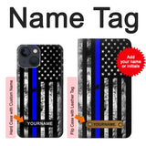 Apple iPhone 14 Hard Case Thin Blue Line USA with custom name