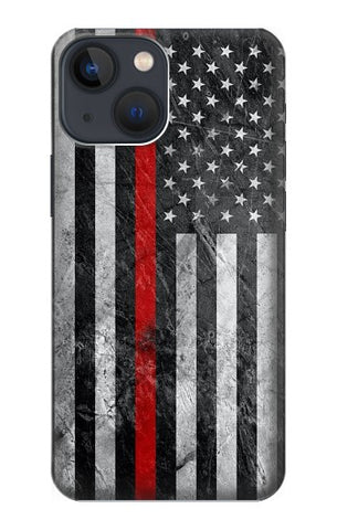 Apple iPhone 14 Hard Case Firefighter Thin Red Line American Flag