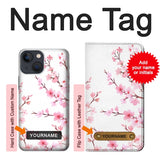 Apple iPhone 14 Hard Case Pink Cherry Blossom Spring Flower with custom name