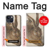 Apple iPhone 14 Hard Case Albrecht Durer Young Hare with custom name
