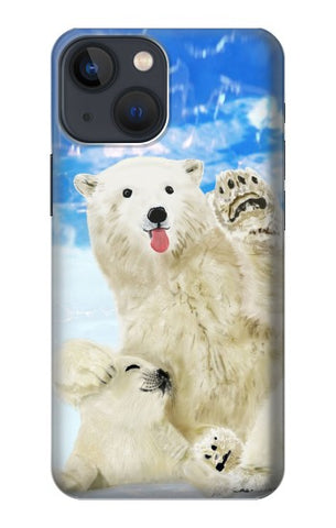 Apple iPhone 14 Hard Case Arctic Polar Bear in Love with Seal Paint