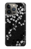 Apple iPhone 14 Pro Max Hard Case Japanese Style Black Flower Pattern