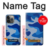 Apple iPhone 14 Pro Max Hard Case Army Blue Camouflage with custom name