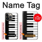 Apple iPhone 14 Pro Max Hard Case Black and White Piano Keyboard with custom name