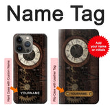 Apple iPhone 14 Pro Max Hard Case Steampunk Clock Gears with custom name