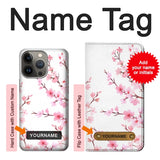 Apple iPhone 14 Pro Max Hard Case Pink Cherry Blossom Spring Flower with custom name