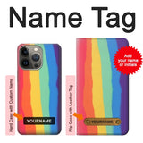 Apple iPhone 14 Pro Max Hard Case Cute Vertical Watercolor Rainbow with custom name