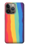 Apple iPhone 14 Pro Max Hard Case Cute Vertical Watercolor Rainbow