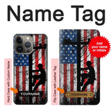 Apple iPhone 14 Pro Max Hard Case Electrician Lineman American Flag with custom name