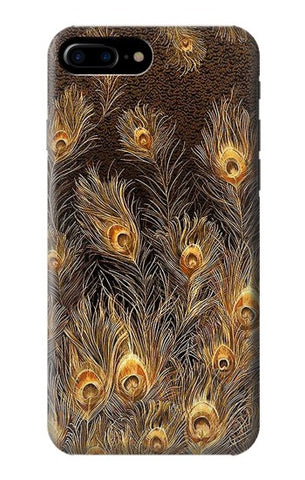 iPhone 7 Plus, 8 Plus Hard Case Gold Peacock Feather