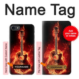 iPhone 7, 8, SE (2020), SE2 Hard Case Fire Guitar Burn with custom name