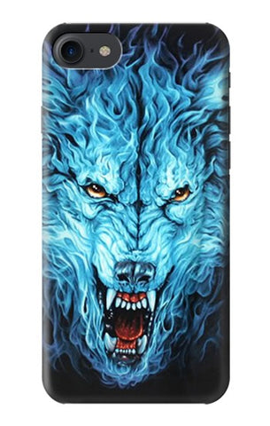 iPhone 7, 8, SE (2020), SE2 Hard Case Blue Fire Grim Wolf