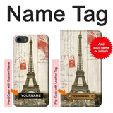 iPhone 7, 8, SE (2020), SE2 Hard Case Eiffel Tower Paris Postcard with custom name