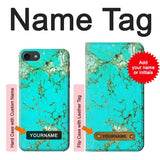 iPhone 7, 8, SE (2020), SE2 Hard Case Turquoise Gemstone Texture Graphic Printed with custom name