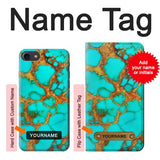 iPhone 7, 8, SE (2020), SE2 Hard Case Aqua Copper Turquoise Gems with custom name